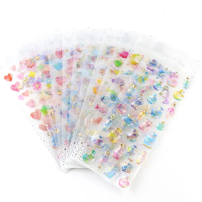 

Korean 3D Epoxy Crystal Stickers Self Adhesive Scrapbooking Decor DIY Mobile Phone Staionery Art Diamond Sticker Decals 7*19.5cm