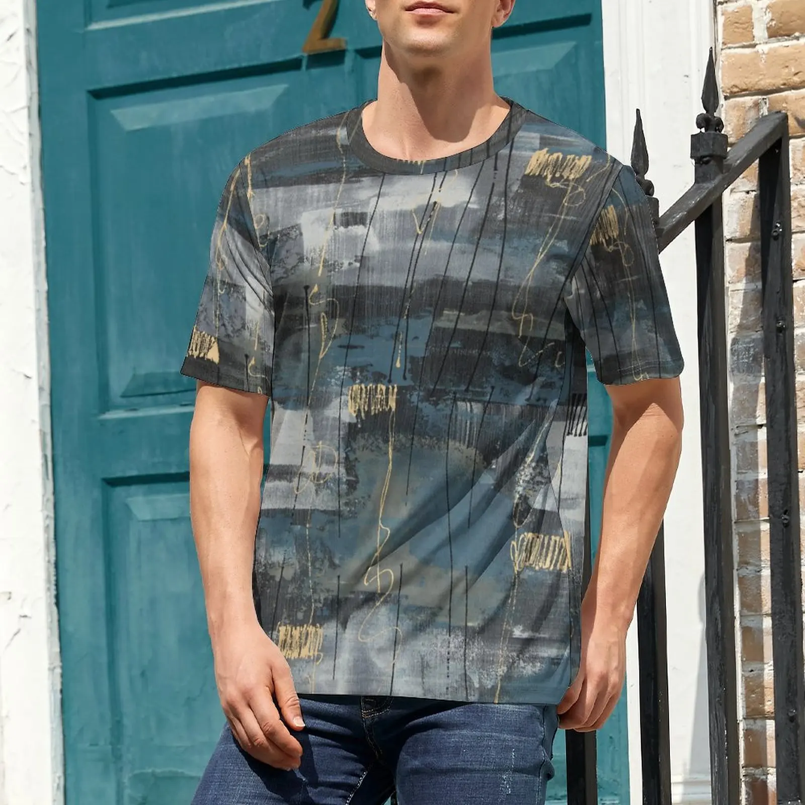 

Men's T-Shirt with Cool Graphics Prints Round Neck 100% Cotton Breathable Summer Look