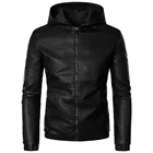 Мужская кожаная куртка с капюшоном, черная приталенная куртка из искусственной кожи большого размера, модель 5XL на осень