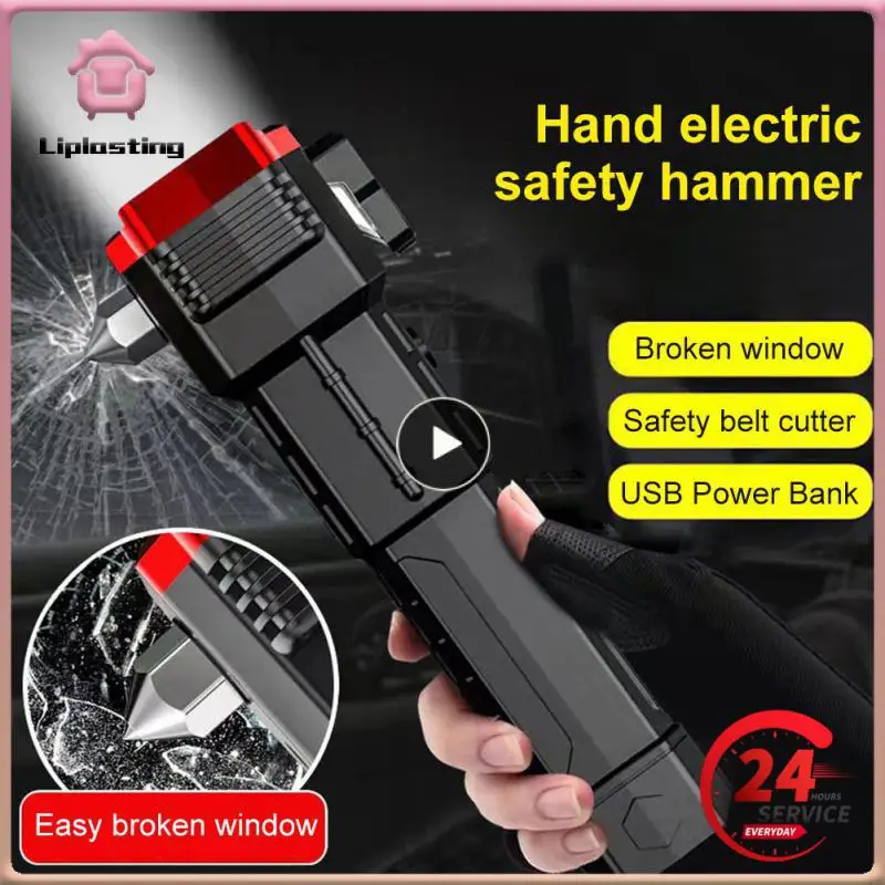 

Car Safety Hammer Self-defense Flashlight Led With Strong Magnetic Rechargeble Emergency Life-saving Lamp Flashlights Flashlight