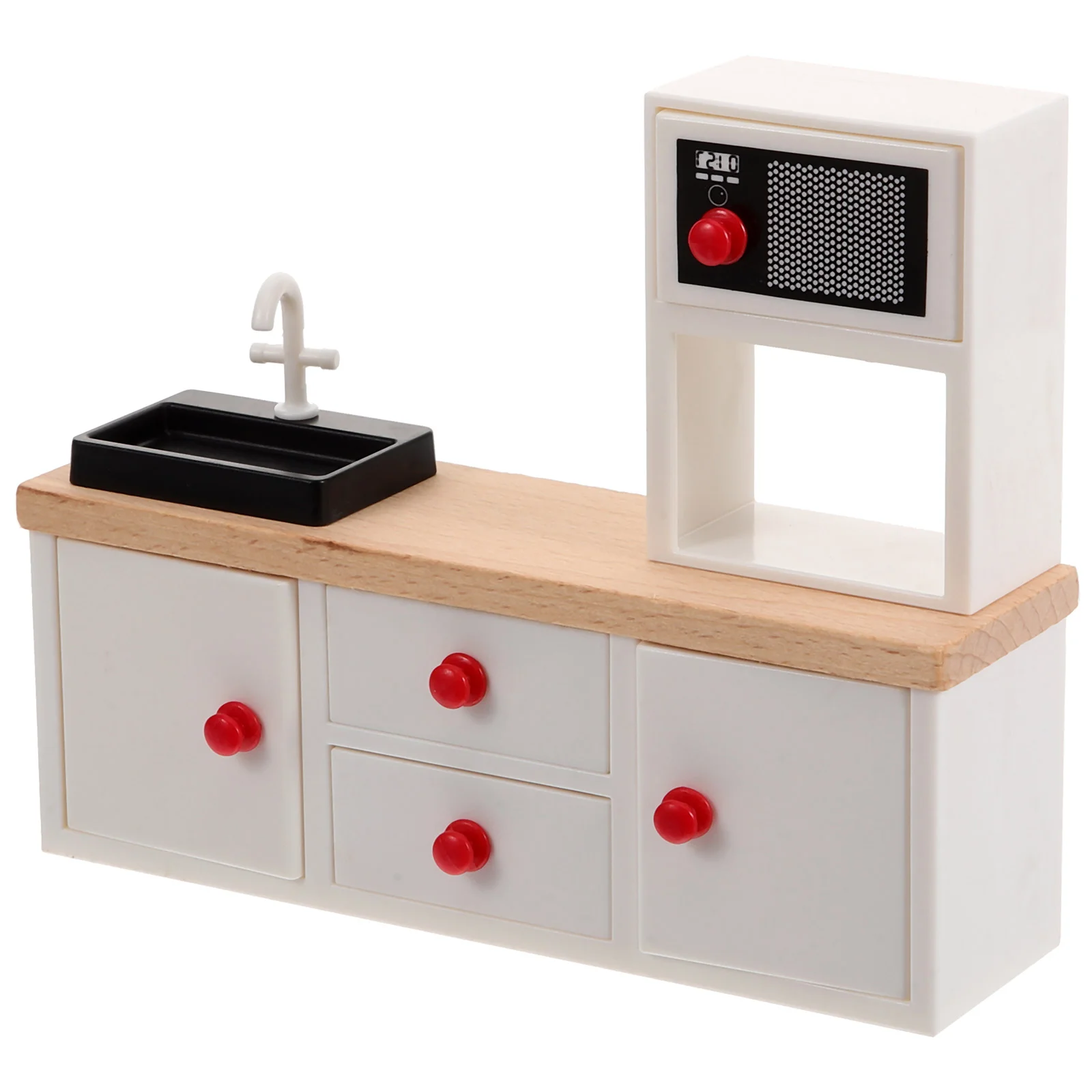

Mini Furniture Sink For Kitchen House Decoration Wooden Counter Miniature Cabinet With Model Dollhouse
