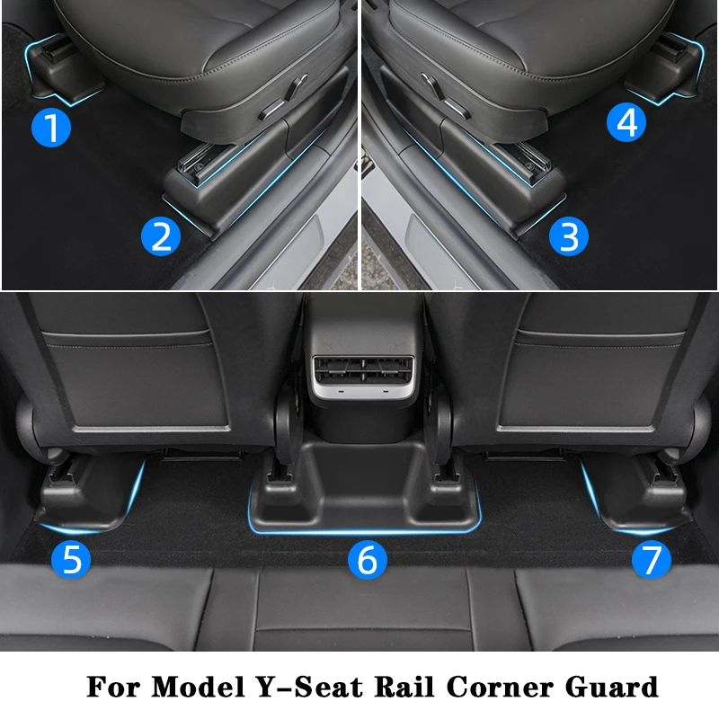 

For Tesla Model Y Under Seat Foot Protector Corner Guard Slide Rail Anti-kick Pad Cover Car Interior Modification Accessories