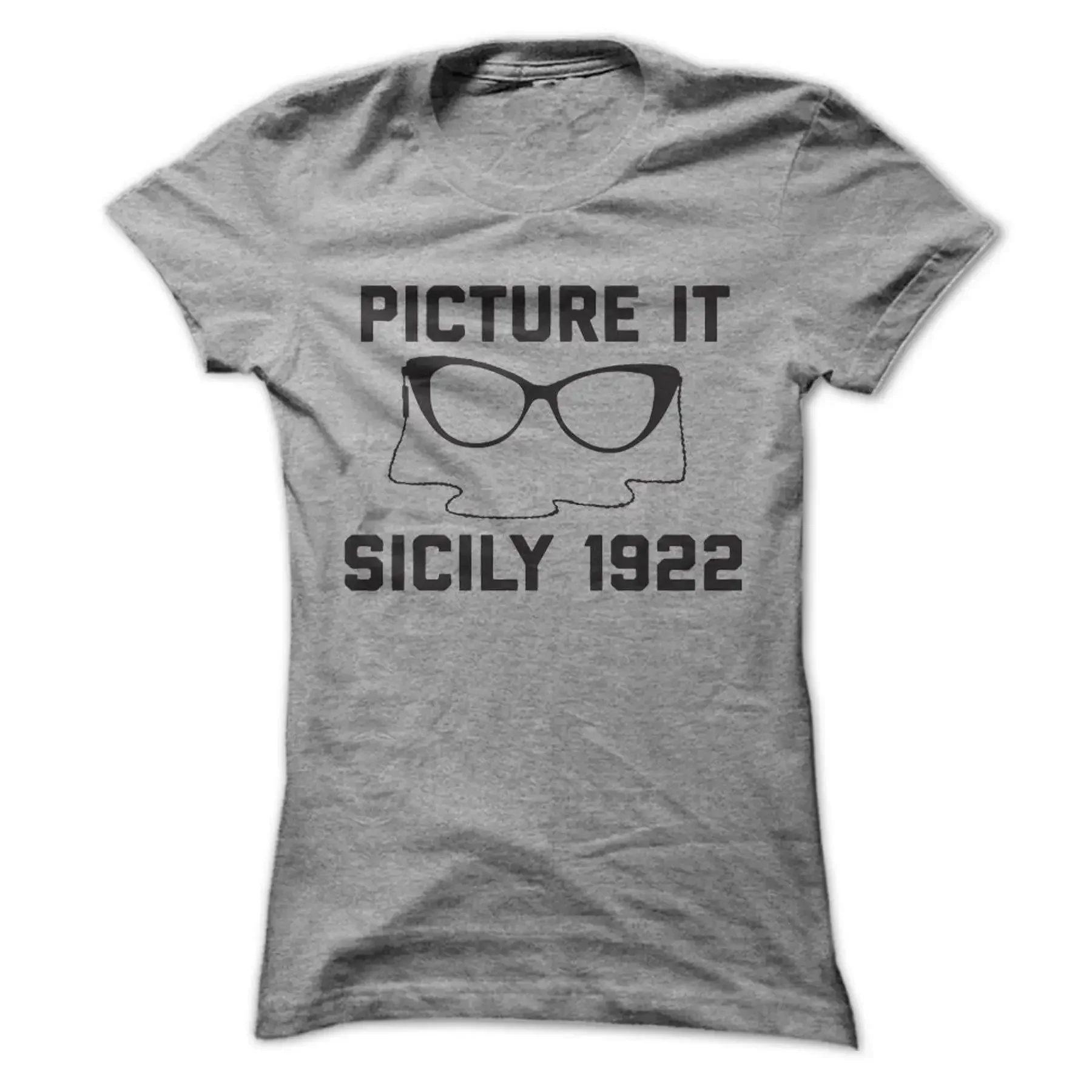 Фото Футболка Picture It Sicily 1922, дизайн в серо-меланжевом цвете с черным принтом. №1