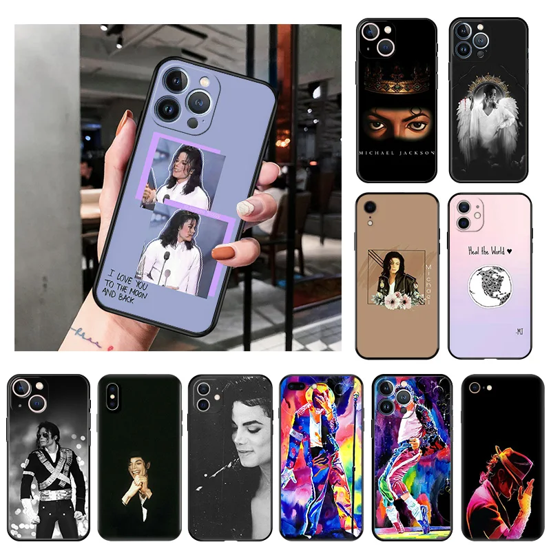 

Silicone Black Phone Cases Cover for iPhone 11 14 Pro Max 12 13 Mini XR SE 7 8 6 6s Plus XS X SE3 11Pro MJ Michael Jackson