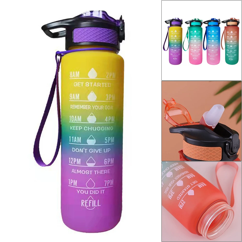 

32 oz Water Bottle with Time Marker for Fitness Gym Camping Outdoor Sports for Kids/Adults 1000ml
