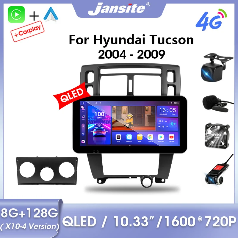 

Jansite 10.33" 2 Din Android 11.0 Car Radio For Hyundai Tucson 2004-2009 QLED Screen 1600x720 Multimedia Video Player Stereo RDS