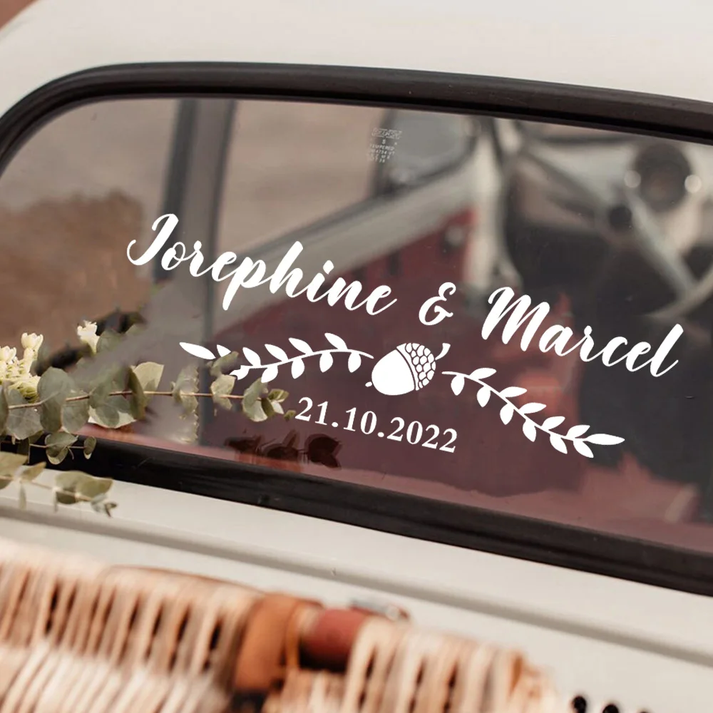 

Car Rear Window Decal Just Married Wedding Car Just Married Sign Decals Custom Groom & Bride Name Date Art Bumper Decor