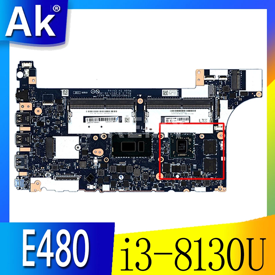 

For Lenovo Thinkpad E480 E580 R480 notebook motherboard EE480 EE580 NM-B421 CPU i3 8130U GPU RX550 100% test work FRU 02DC202