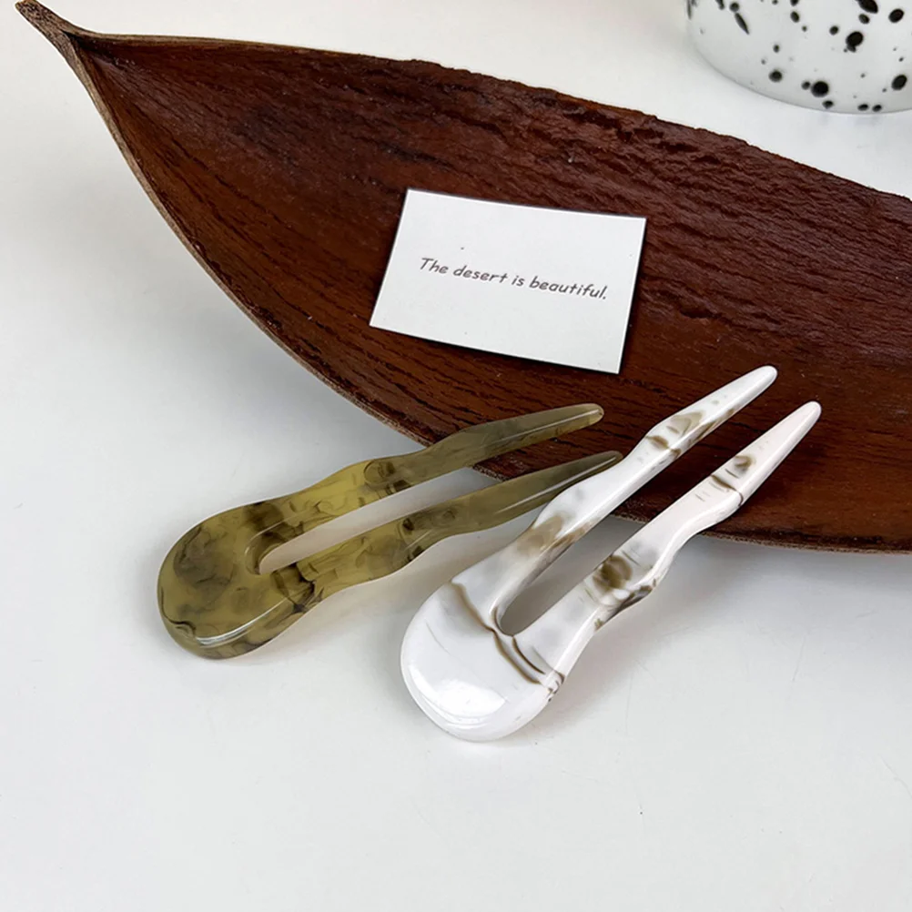 

U-shaped Hairpin Styling Tools Bun Fork Stick Headwear Women Acetic Acid Chignon