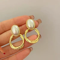 s925 needle modern jewelry simulated pearl earring popular design vintage geometric drop earrings for celebration gift wholesale