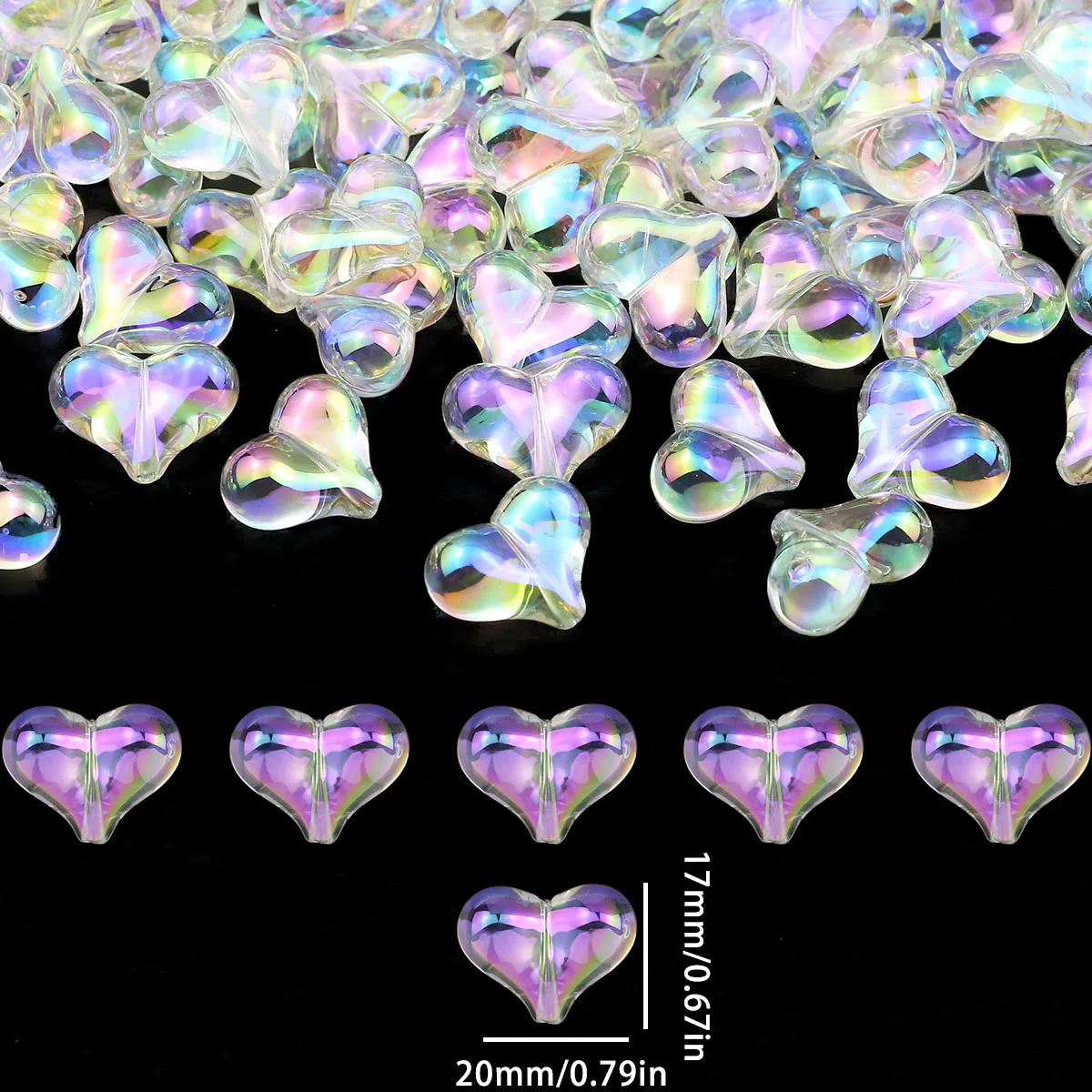 Прозрачные УФ-акриловые бусины в форме сердца разделители свободные для