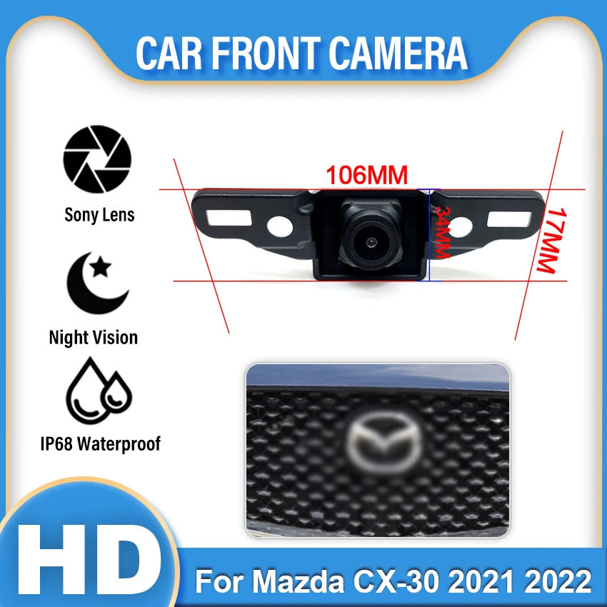 

140deg fisheye 1280*720P AHD Car front view camera For Mazda CX-30 2021 2022 front grille parking camera HD720P CVBS waterproof