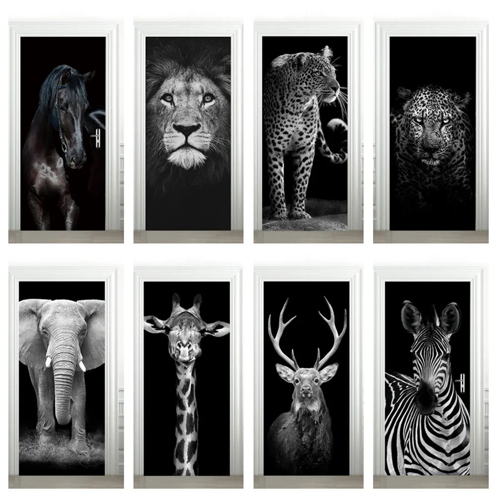 

Elephant Animal Door Sticker PVC DIY Adhesive Waterproof Wallpaper for Doors Living Room Bedroom Poster Home Decor deursticker