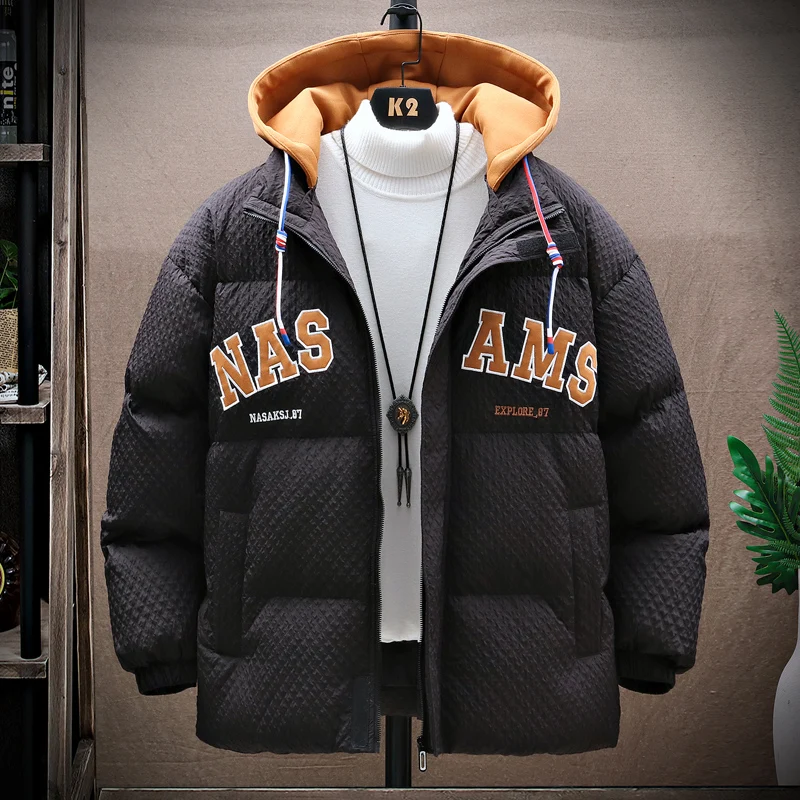 New autumn and winter men's large cotton jacket casual cotton jacket down jacket cotton jacket bread jacket hood