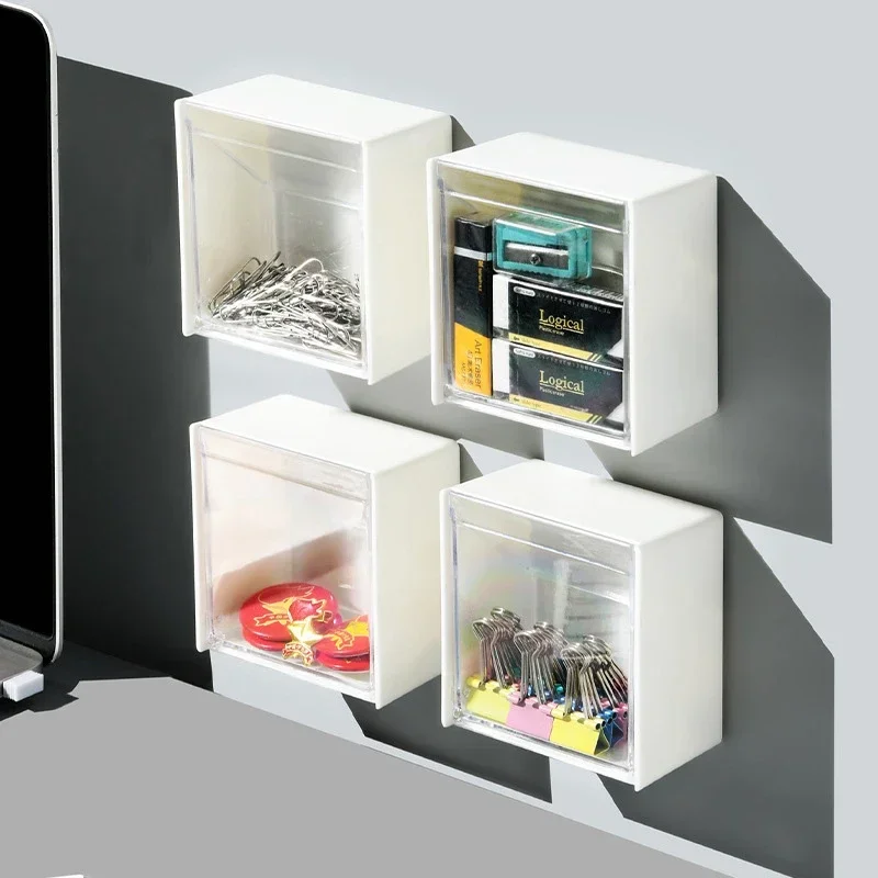 

Wall Mounted Flip Storage Box Plastic Clamshell Cotton Swab Storage Container Multifunctional Sundries Organizer Storage Box