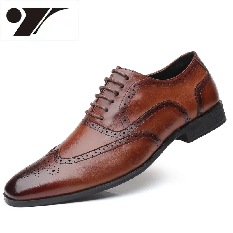 

Мужские туфли-лодочки в стиле ретро, темно-синие повседневные кожаные туфли-лодочки, броги, Классическая деловая обувь,