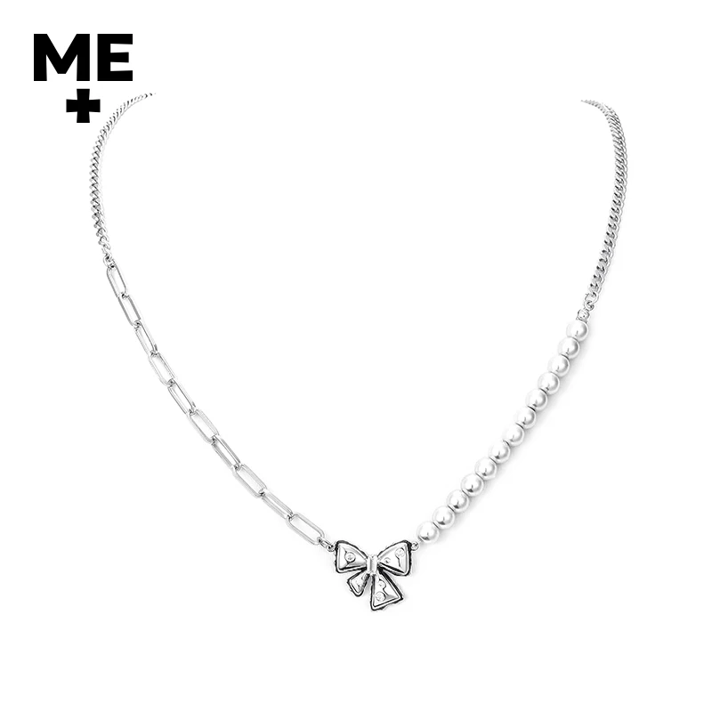 

YY Personality Bow Pearl Stitching Necklace Set