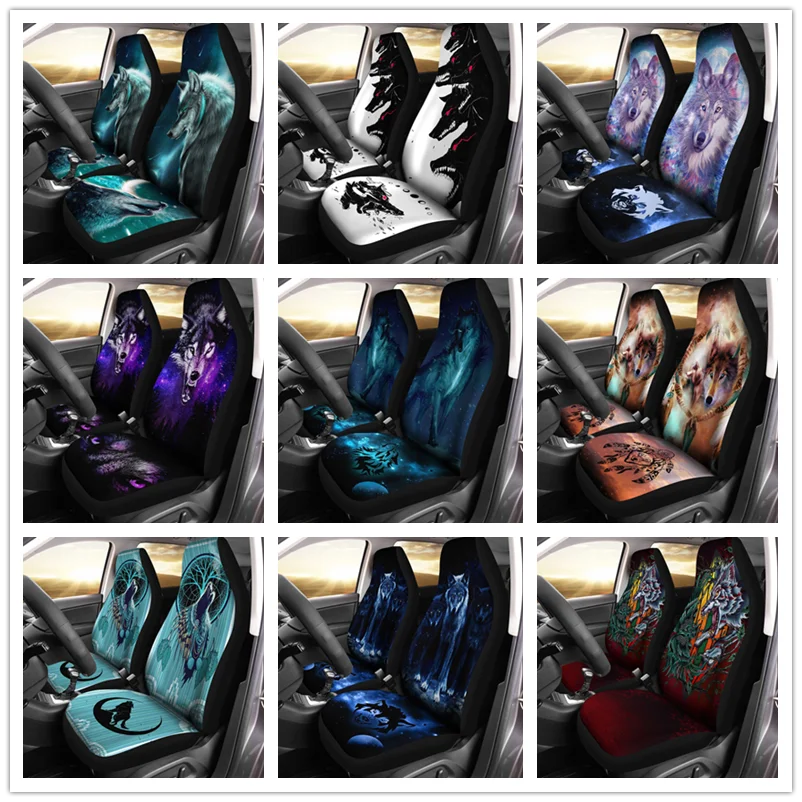 

Native Wolf Car Seat Covers Custom Wild Animal Car Accessories,Pack of 2 Universal Front Seat Protective Cover