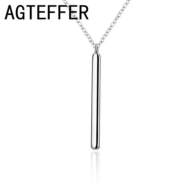 Женское ожерелье из серебра 925 пробы с квадратными стойками 16-24 дюйма