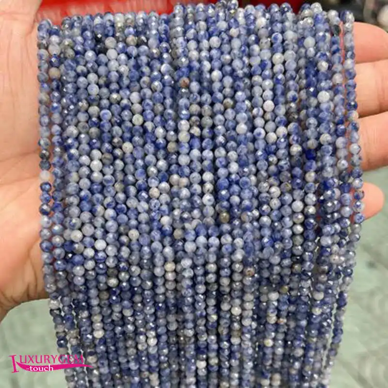 

Natural Light Blue Sodalite Stone Loose Beads 2mm 3mm 4mm Faceted Round DIY Jewelry Making Accessories 38cm a4447