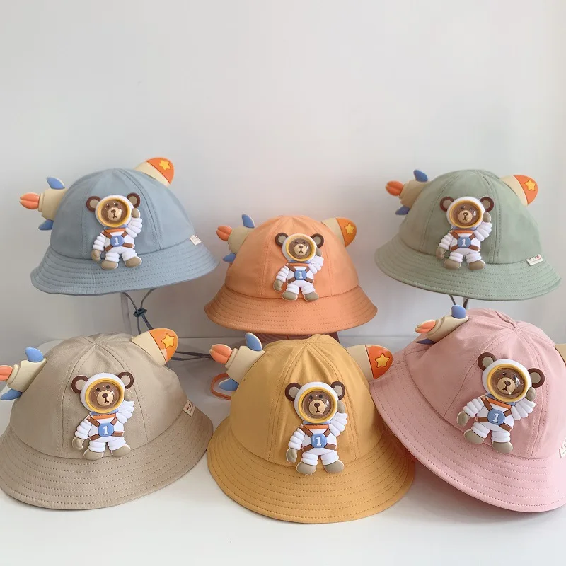 

Cartoon Space Astronaut Baby Bear Hat New Spring And Autumn Girls Sun Hat Cute Boy Basin Hat Fisherman Hat Sunscreen Hat