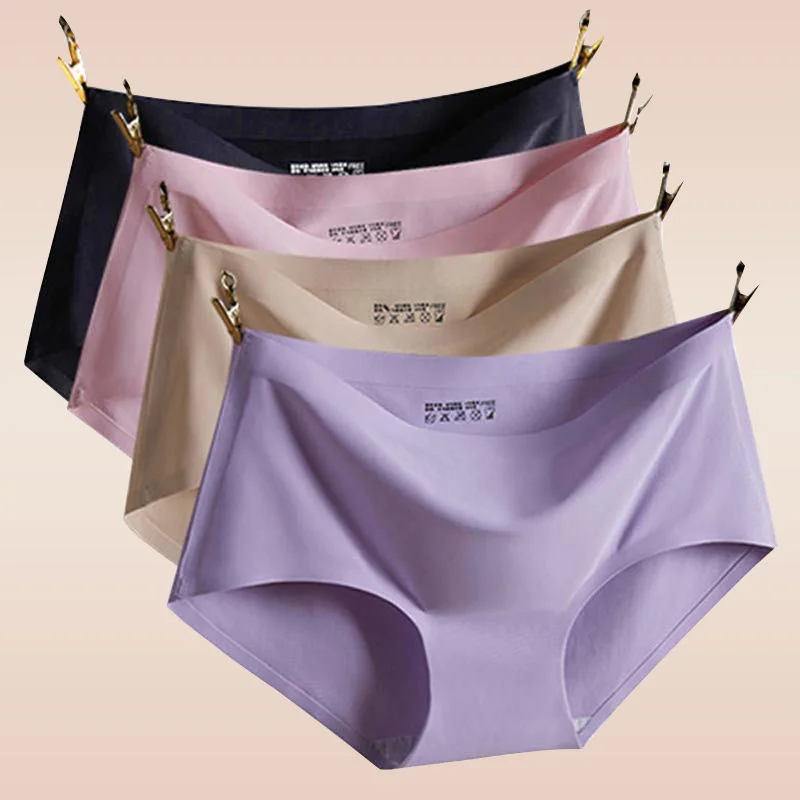 

Underwear Multi Combination Trackless Underpants Women's Sexy Middle Waist Ice One Piece Elastic Briefs