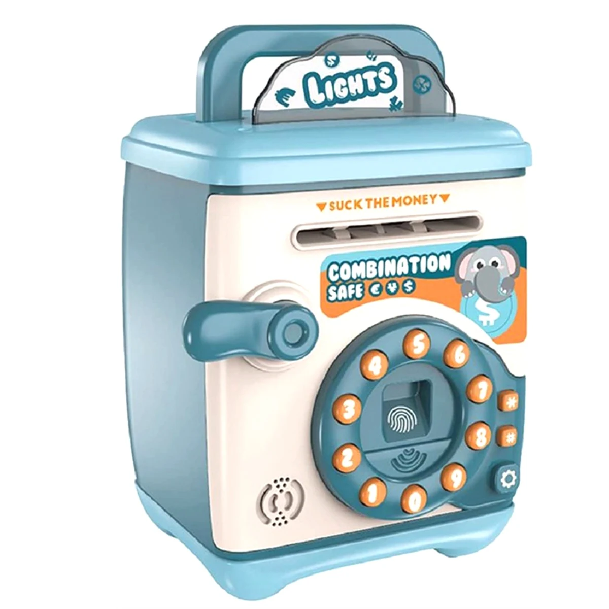

Электронная Копилка, банкомат, копилка с паролем для детей, имитация отпечатков пальцев, автоматическая копилка для монет, синий цвет