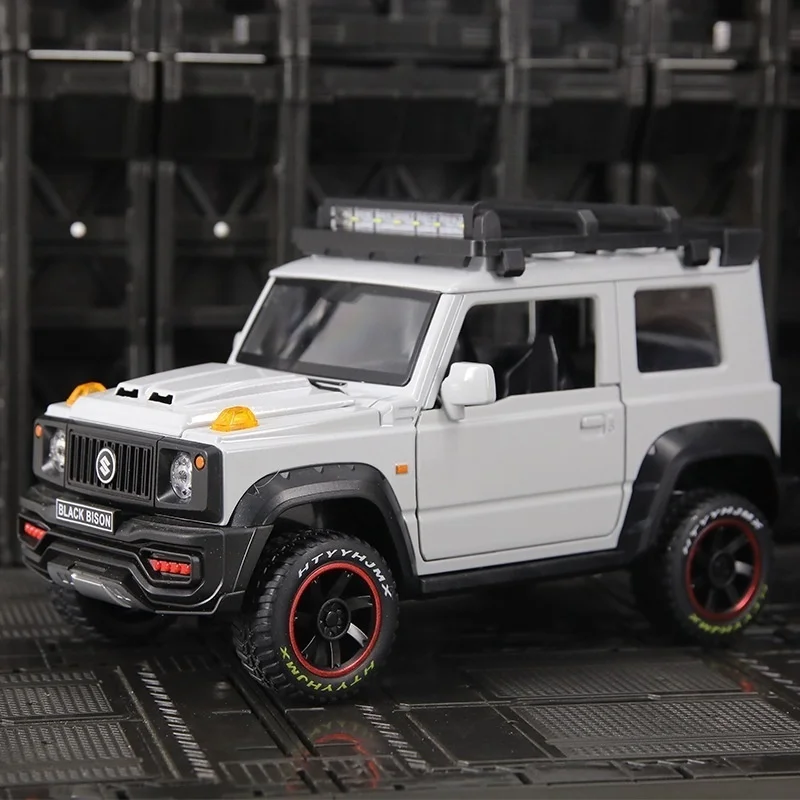 

1:18 Модель автомобиля SUZUKI Jimny из сплава, Литые металлические игрушки, модель внедорожника, модель автомобиля, искусственный звук, фотоколлекция, подарок для детей