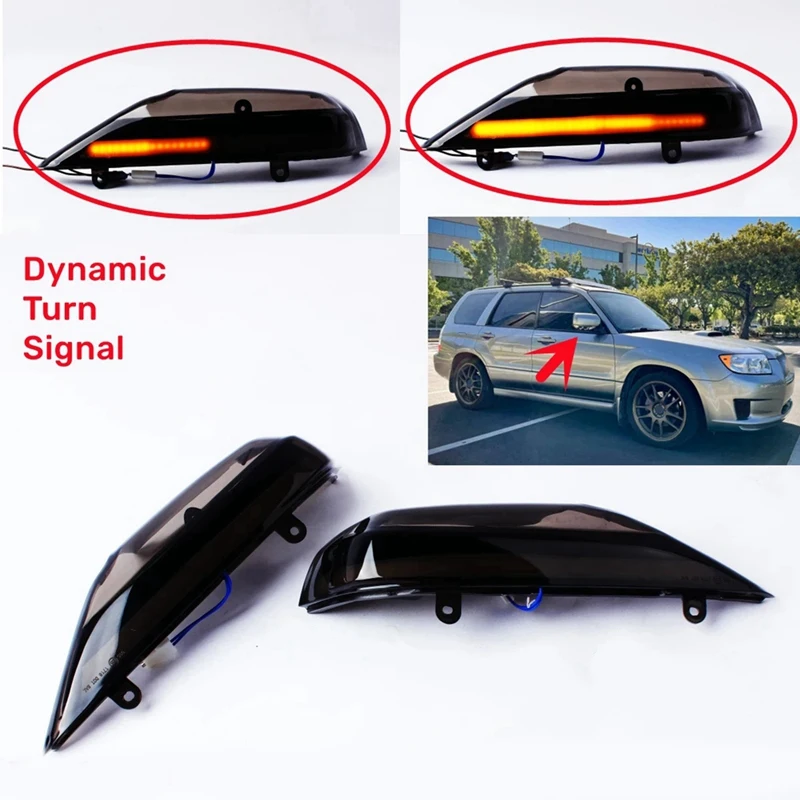 

Автомобильный динамический поворотный сигнал, Светодиодный Боковой зеркальный индикатор, мигающий светильник для Subaru Forester Legacy Outback 2003-2008
