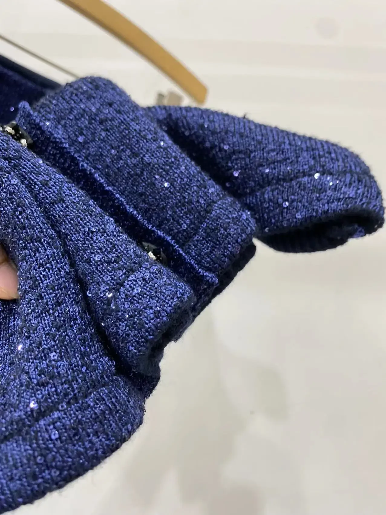 Женский темно-синий модный костюм из двух предметов с длинными рукавами и