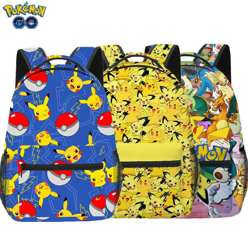 

2022 New Pokemon Go Backpack School Bag Pikachu Figure Bags Eevee Casual Canvas Bag Pocket Monster Backpack Children's Day Gift