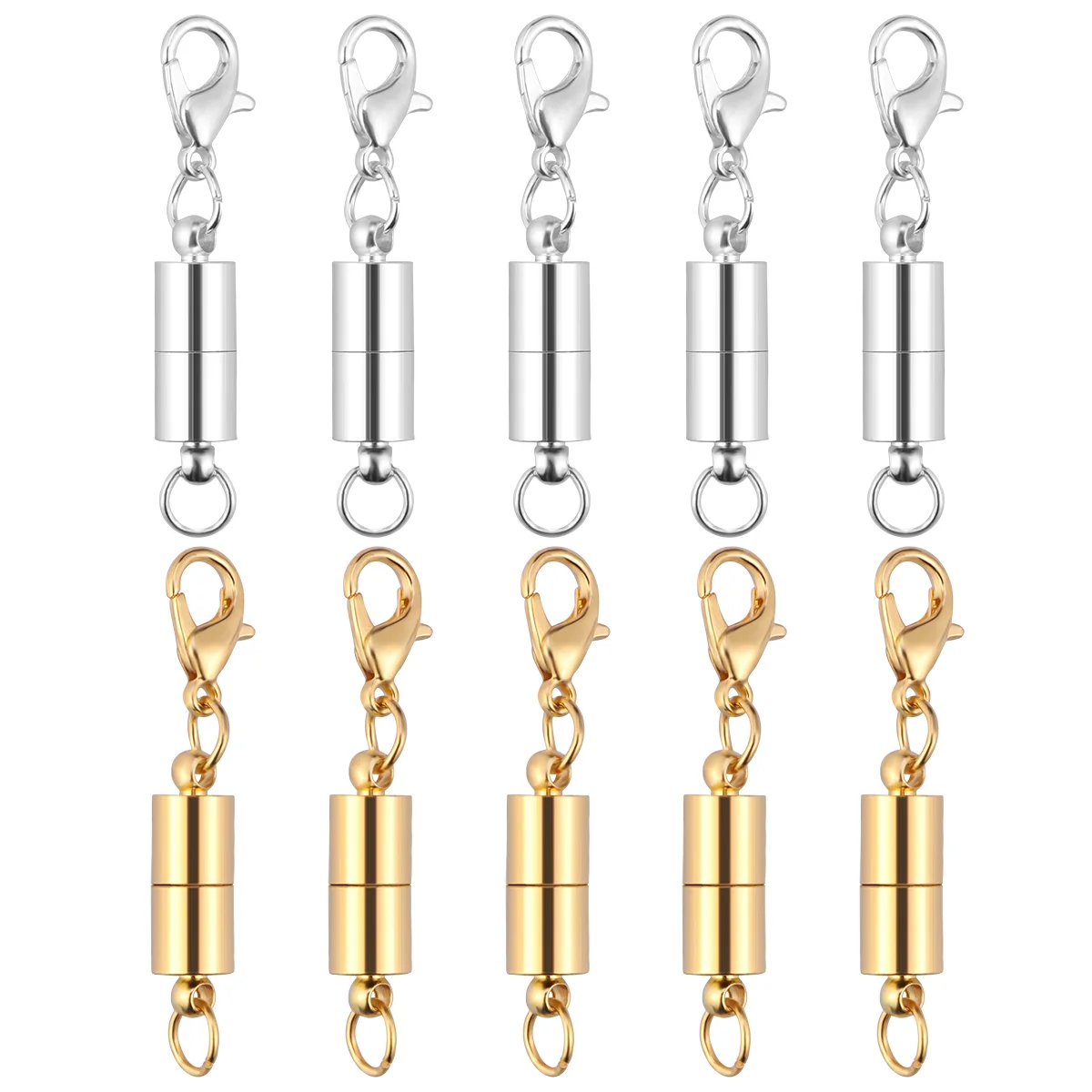 

Healifty 10pcs Shiny Magnetic Clasps Silver and Golden Lobster Clasps with Cylindrical Magnetic Charm for Jewelry Necklace