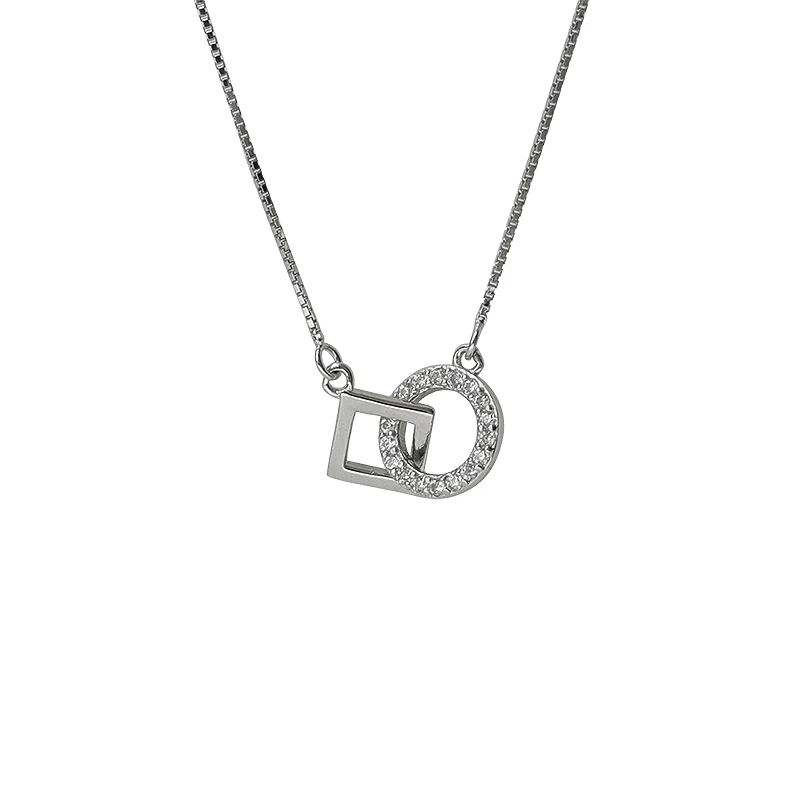 

925 sterling silver interlocking necklace female contracted niche design sense contracted temperament clavicle chain INS tide