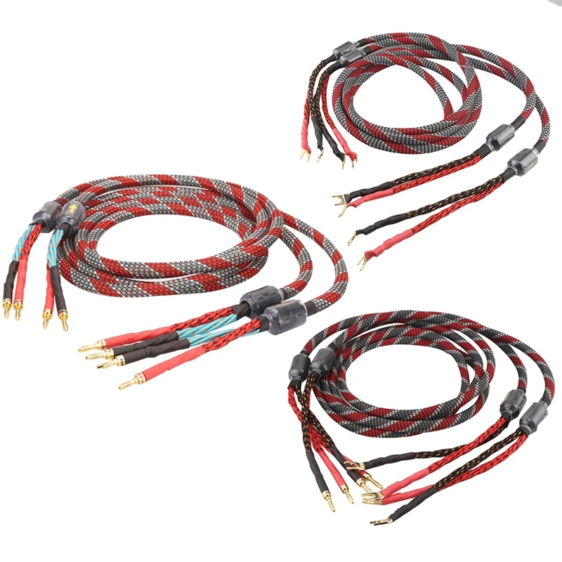 

Одна пара бескислородных Медных (OFC) аудио hi-fi акустических кабелей Hi-Fi высококлассный кабель для усилителя динамика