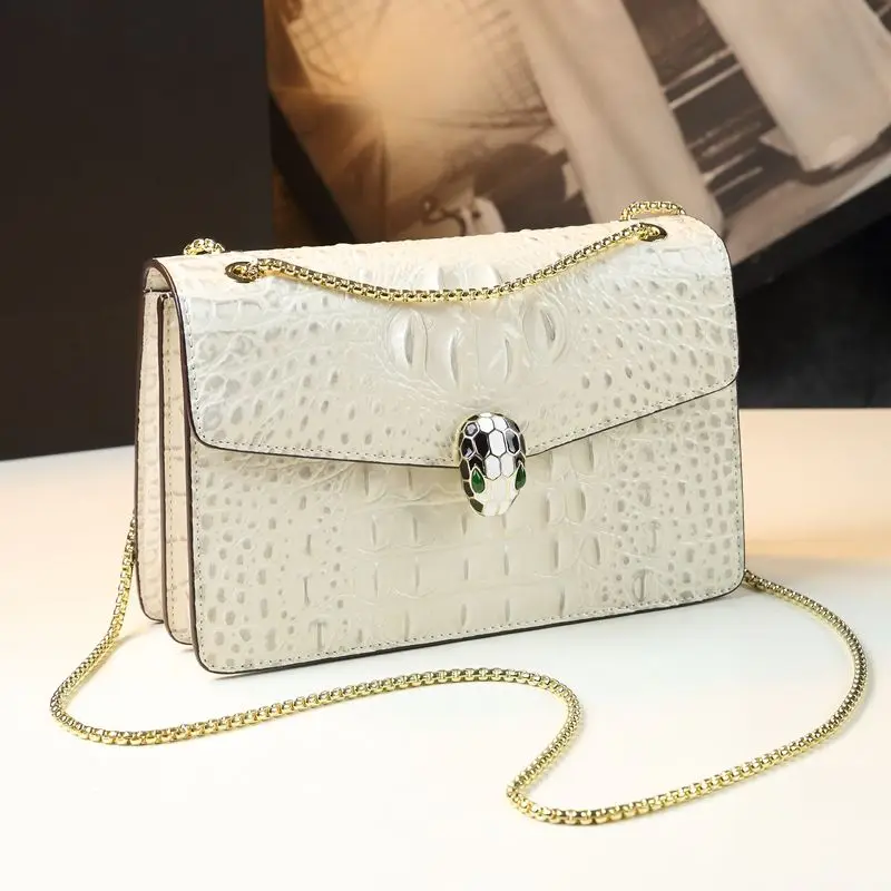 Crocodile Genuine Leather Shoulder Bag Luxury Chain Strap Crossbody Bags For Women Fashion Handbags Female Flap Messenger Bags