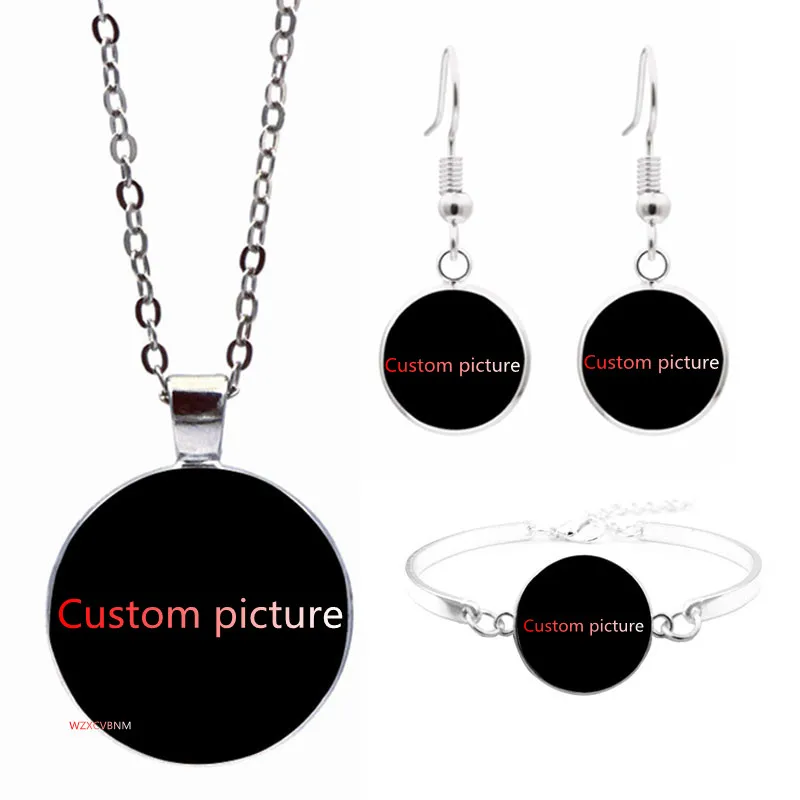 

Customer Request Customized Picture Jewelry Four-piece Set or Necklace or KeyRing or Bracelet or Earring Details See Description