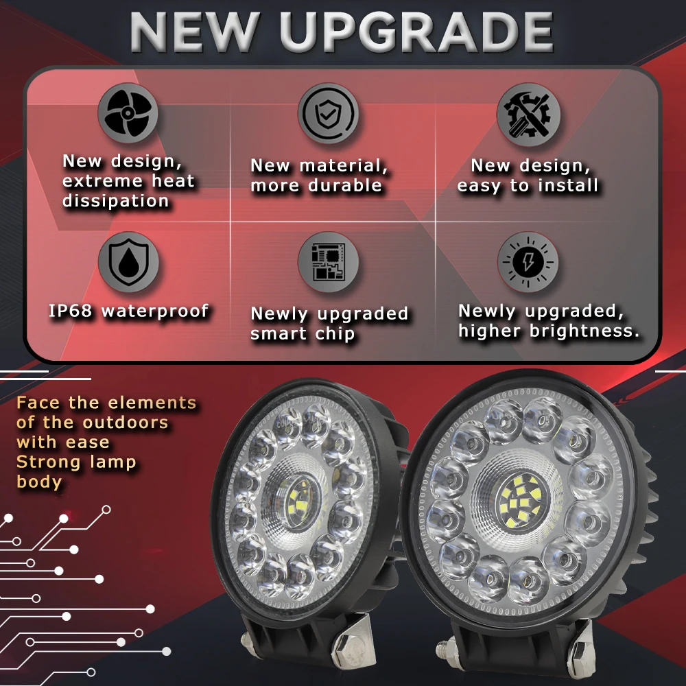 4-дюймовый автомобильный светодиодный рабочий фонарь круглый смешанный