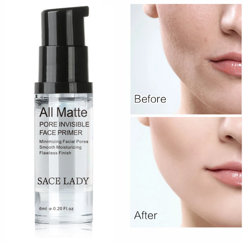 

6ml Makeup Base Face Pores Hydrating Matte Pore Invisible Face Pores Face Primer Oil-control Brighten Long Lasting Facial Makeup
