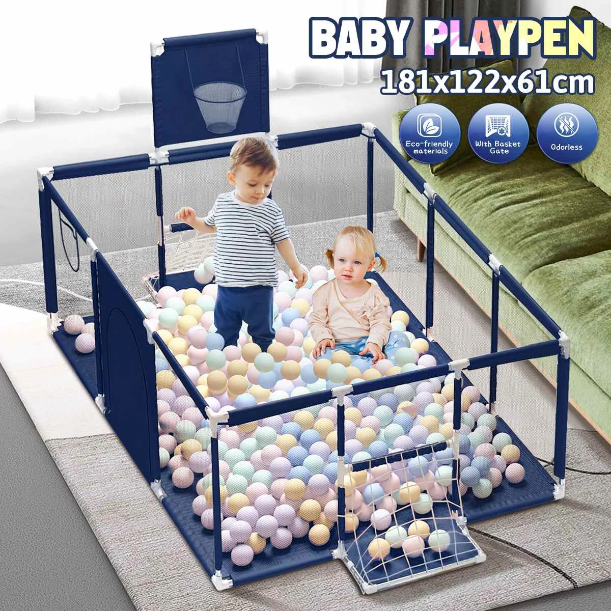 

Baby Playpen Kids Playground Furniture Baby Bed Barriers Safety Folding Baby Park Baby Crib Ball Home Dry Pool Accessories EU US