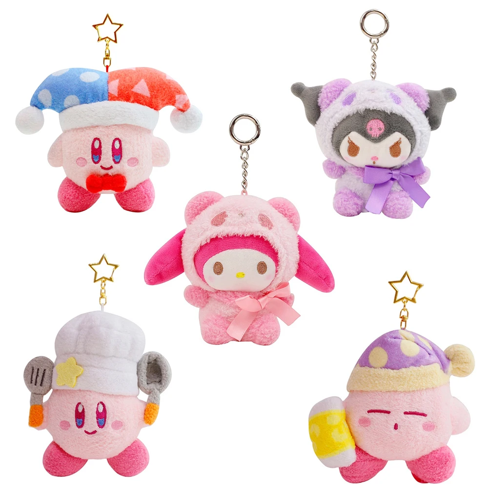 

10Cm Plushie Anime Kawaii Kuromi Cinnamoroll Cloud Star Kirby Clown Plush Doll Bag Pendant Keychain Sanrioed Plush Kids Gift