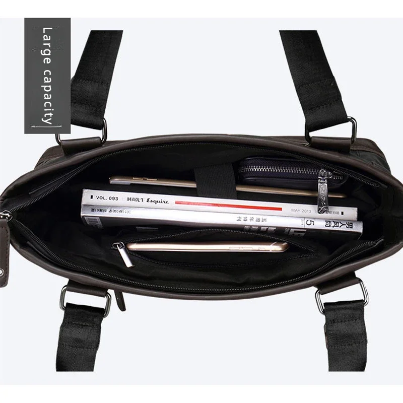 Мужской брендовый портфель с искусственной кожей на молнии высококачественный