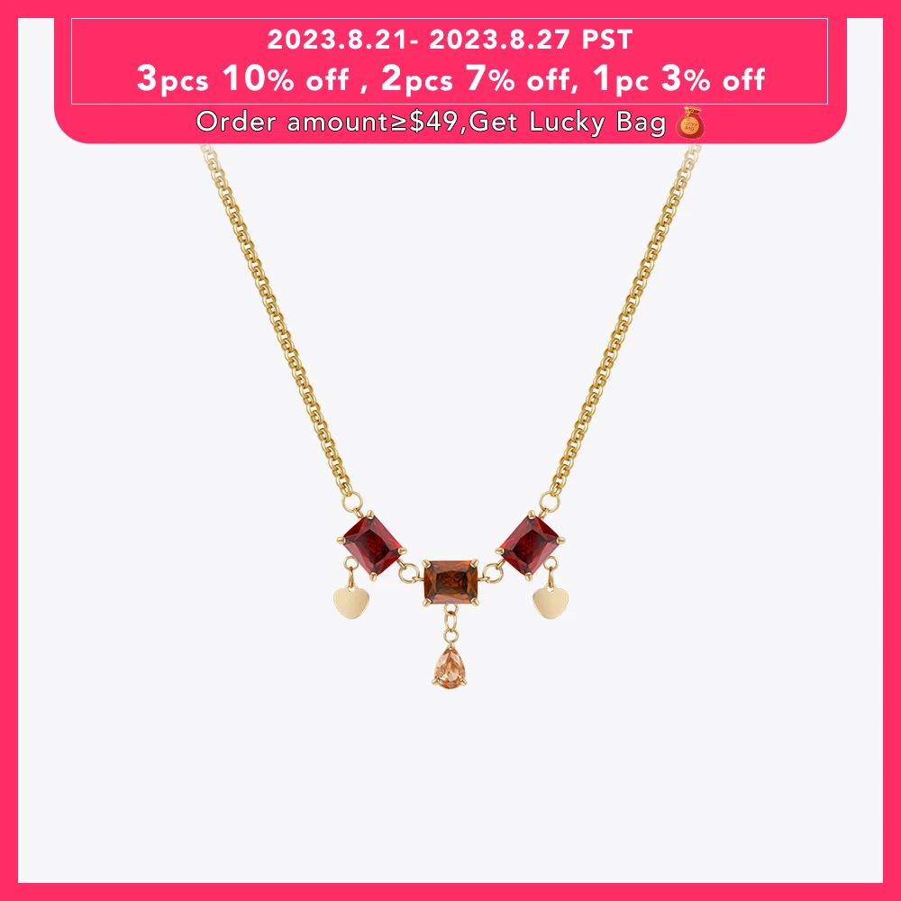 

ENFASHION Para Mujer Square Red Ziron Pendant Necklace For Women Jewelry 18K Plated Gold Color Necklaces Trendy Birthday 3389