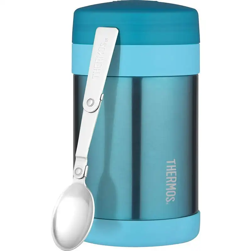 

oz. Vacuum Insulated Stainless Steel Food Jar w/ Folding Spoon - Teal Container Food storage containers Kitchen organizer Small