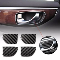 4pcs car door bowl sticker stylish dust proof carbon fiber decal black inner door bowl cover for infiniti q50 2014 2020