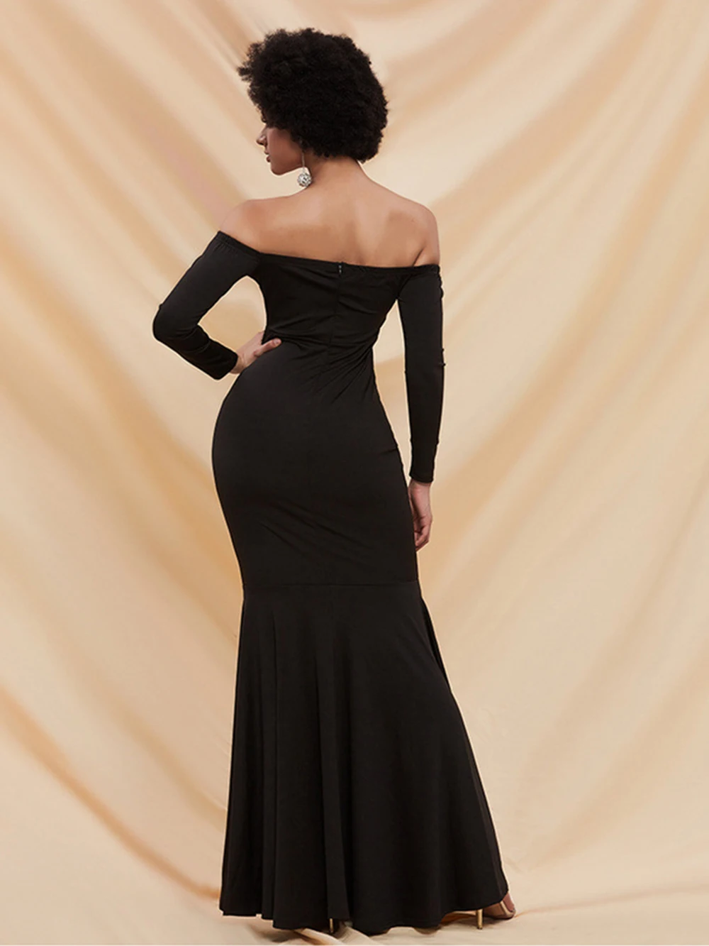 Strapless Black Elegant Evening Gowns Off Shoulder Backless Sexy Long Party Dresses Long Sleeve Red Mermaid Dress Vestidos