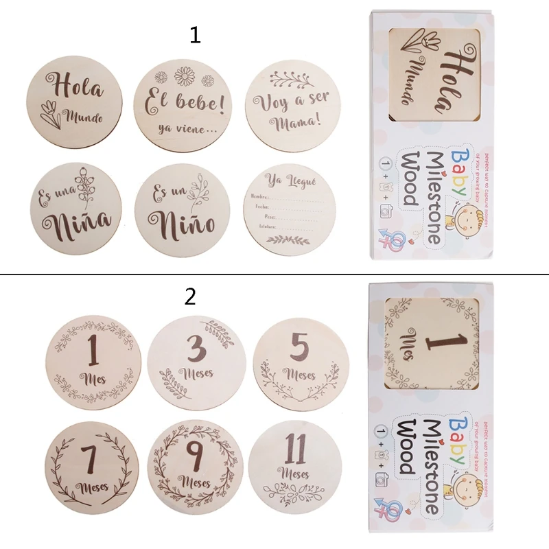 

6 Pcs/Set Handmade Baby Milestone Cards Newborn Monthly Recording Card Photocard