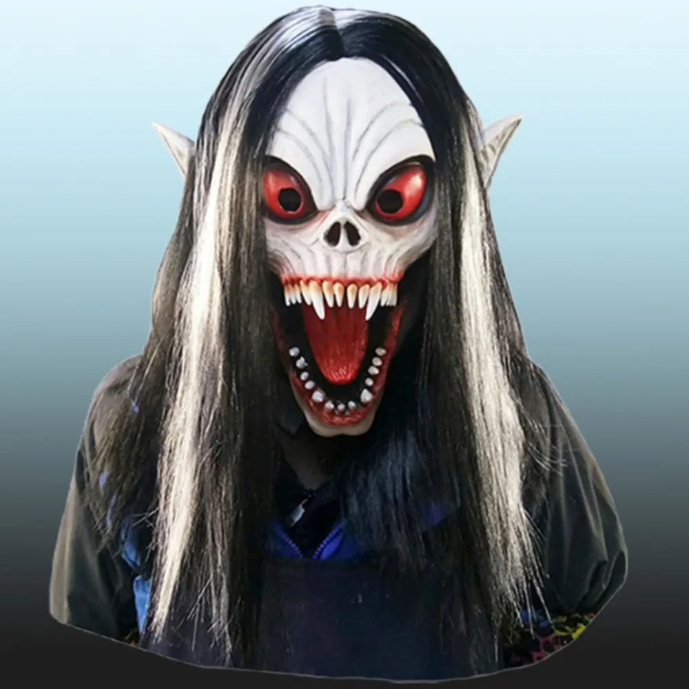

Morbius Latex Mask Cosplay Horror Role Vampire Helmet Full Face Wig Headwear Halloween Masquerade Party Costume Prop