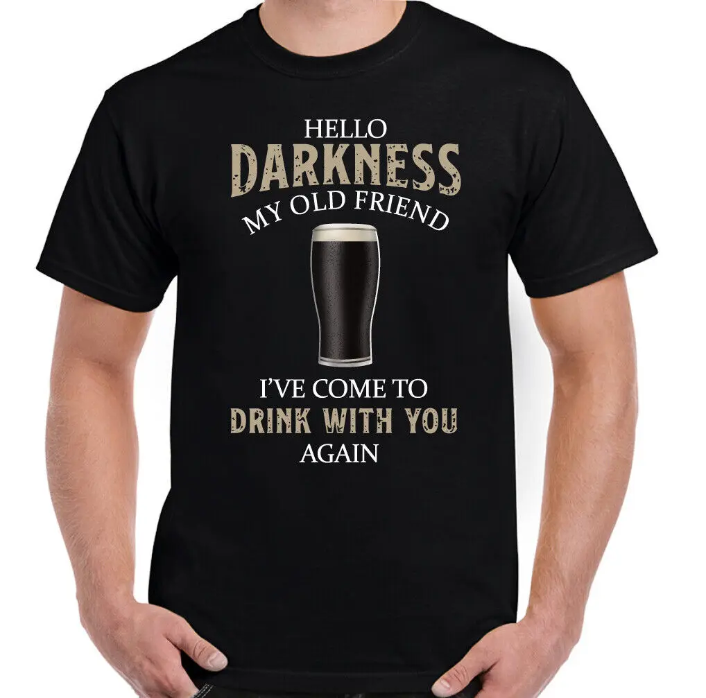 Мужская футболка Hello Darkness My Old Friend Funny Guiness 100% хлопок