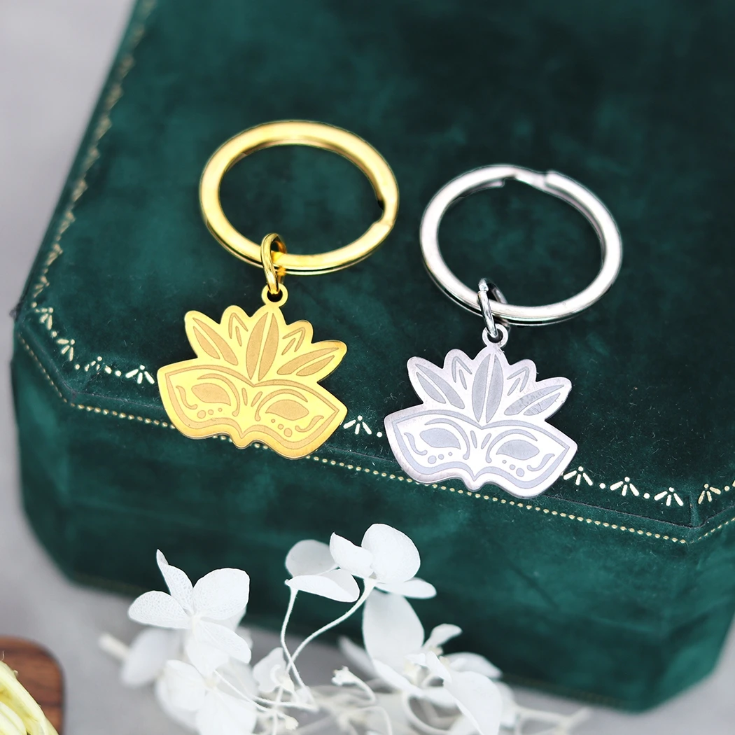 Нержавеющая сталь индивидуальное имя Марди Гра перо вечерние маска брелки