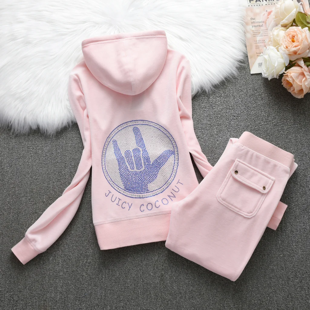 Новый осенне-зимний спортивный костюм JUICY COMETURE 2024 бархатный женский с капюшоном